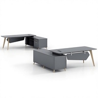 Bureau moderne en forme de L, table d'ordinateur de luxe, bureau de direction, bureau de PDG, bureau exécutif, ensemble de bureaux et de chaises en bois, personnalisation de meubles
