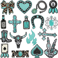 Écussons brodés personnalisés style western, motif léopard turquoise, pour vêtements, vestes, sacs – Prêts à expédier en gros