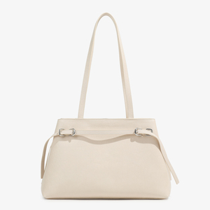 Women's Genuine Leather Trapeze <b>Shoulder</b> <b>Bag</b> with Buckle Closure Minimalist Style for Daily Use - Product Image 3
