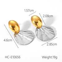 Boucles d'oreilles ovales lisses en acier inoxydable, bijoux de haute qualité en acier titane bicolore or et argent, motif queue de poisson