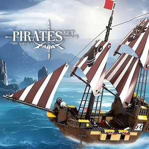 Ept thiết kế mới xây dựng tàu khối gạch trẻ em Xây dựng đồ chơi tàu cướp biển cho trang trí nội thất - Product Image 3