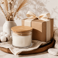 Bocaux à bougies vides en verre transparent parfumé de 8 oz avec couvercles en bambou, étiquettes personnalisées de luxe pour la fabrication de bougies et la décoration intérieure