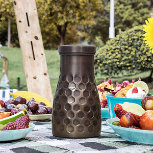 Modern Copper Black <b>Metal</b> Skinny Tumbler with Lid Honeycomb Dimpled Pattern - Product Image 2