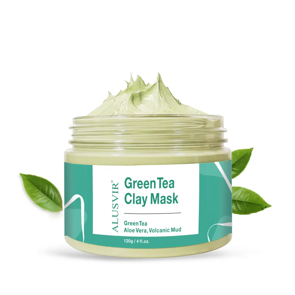 Masque d'argile thé vert vente en gros produits de beauté soins du visage nettoyage en profondeur thé vert nettoyage détox soins de la peau masque d'argile pour le visage