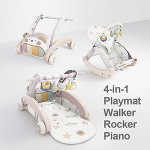 Grow with Me Centre d'activités pour bébé 4 en 1 Trotteur pour tout-petits Fauteuil à bascule pour nouveau-né Piano pour bébé Tapis de jeu pour bébé - Product Image 1
