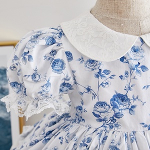 Ensemble Lolita Europe Design Clothes Robes de fête d'anniversaire de mariage à fleurs bleues Robe espagnole pour bébé fille - Product Image 2
