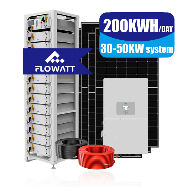 Flowatt 30kw Top Sale Hybrid Solar System 9.9 Kw Grid Tie Solar Power System With Battery Backup