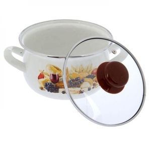 Beige crema muslimcina <span class=keywords><strong>Russia</strong></span> smalto a forma di pancia pentola cottura casseruola casseruola smaltata Ollas de Peltre - Product Image 2
