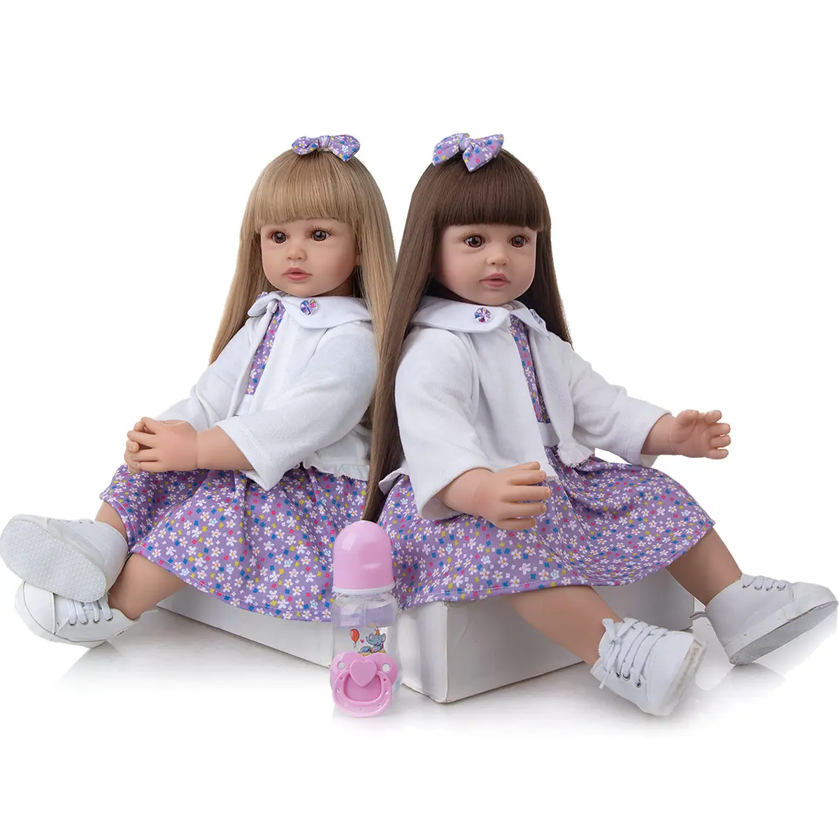 Fashion Boutique reborn doll 60cm Simulated Baby Doll silicone reborn doll with long hair silicone reborn baby