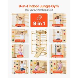 Vente en gros usine : Ensemble de <span class=keywords><strong>jeu</strong></span> mural 9-en-1 personnalisé <span class=keywords><strong>pour</strong></span> enfants, structure d'escalade en bois <span class=keywords><strong>pour</strong></span> salle de sport intérieure - Product Image 2