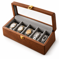 Boîte de rangement pour montres en bois avec doublure en velours, étui de présentation pour 5 montres, pour collection à domicile et cadeaux