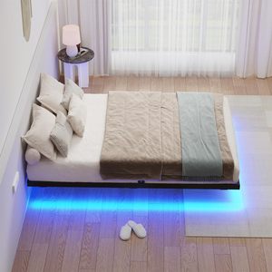 Bán Buôn Hiện Đại Đầy Đủ Kích Thước Kim Loại Nền Tảng Khung Giường Với Đèn LED Nổi Thiết Kế Giường Đơn Cho Khách Sạn Phòng Ngủ Hoặc Biệt Thự - Product Image 2