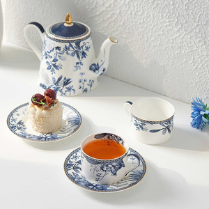 Blue-and-White Flower Vintage French Eco-Friendly Ceramic <b>Tea</b> Cups Porcelain <b>Bone</b> <b>China</b> Cup Saucer <b>Set</b> European Wedding Coffee - Product Image 5