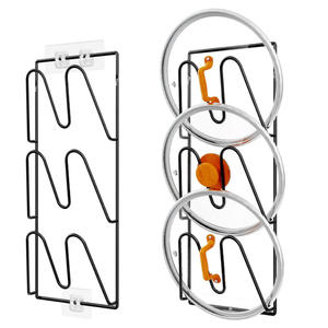 2-Pack Steel 6-Tier Folding Kitchen Organizer Home Use <b>Cabinet</b> or Wall Pot Lid Holder Counter Top Design OEM ODM - Product Image 1