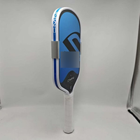 Ventes en gros de raquettes de pickleball en fibre de carbone T700 intégrées, allongées, à pressage à chaud, de couleur bleue, pour adultes et enfants