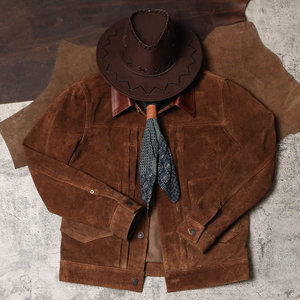 Giacca in Pelle Personalizzata da Uomo Tipo 506, Design in Pelle Scamosciata Pesante con Colletto in Pelle Liscia e Doppie Tasche con Patta - Product Image 4