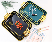 3-delige set bruiloftdecoratie transparant gouden dinerbord bruiloft feest vuurwerkpatroon charger borden fruit thee set dienblad