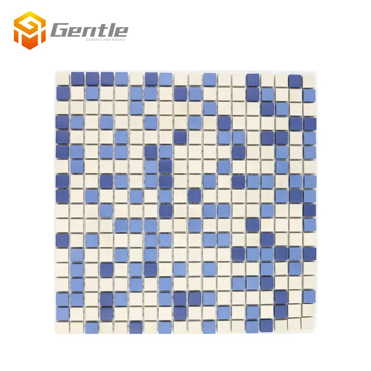 White And Blue Square Full Body Ceramic Mosaic Swimming Pool With Cheap Price Square Mosaic Tile For Swimming Pool