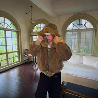 Veste bomber en fausse fourrure réversible camouflage vintage lavée épaisse et chaude pour l'hiver 2025, streetwear pour hommes