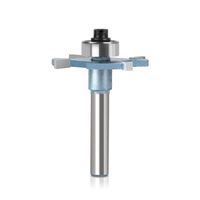 Brocas de Fresado para Ranurado Tipo T de Carburo de 6 mm, 12 mm, 1/4, 1/2 Pulgadas, con 4 Cuchillas y Rodamiento para Trabajar la Madera