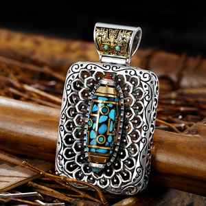 Personalidad hombres y mujeres ornamento <span class=keywords><strong>Chiba</strong></span> vintage Buda turquesa cuentas giratorias Tailandia colgante de plata - Product Image 6