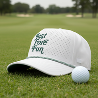 Casquette de camionneur perforée découpée au laser avec logo personnalisé, casquette de golf à cordon, casquette de camionneur imperméable avec patch en caoutchouc PVC