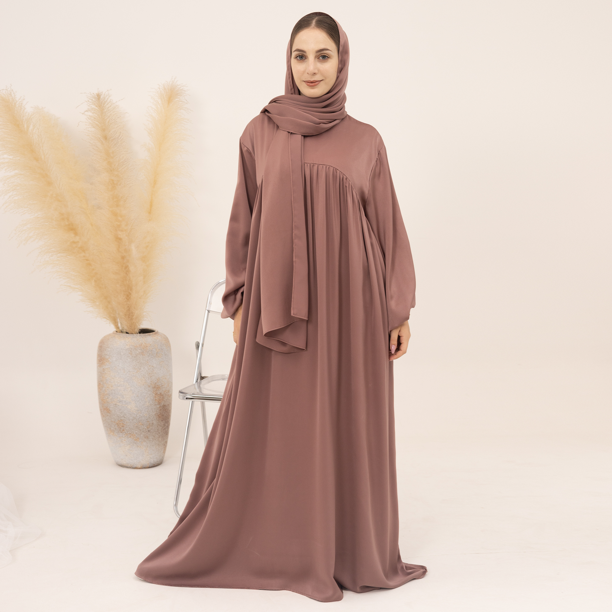white christmas dresses Modern Muslim Women's Relaxed Denim Maxi Dress main image 0
