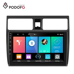 Podofo Radio mobil 10.1 inci, Radio mobil Android, Stereo, navigasi GPS, WIFI, BT dengan bingkai untuk Suzuki Swift 2005 - 2010