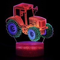 Lampe de table en acrylique à illusion 3D multicolore en forme de camion, 3 couleurs dynamiques, veilleuses à led visuelles pour enfants, cadeau pour la maison, vente en gros