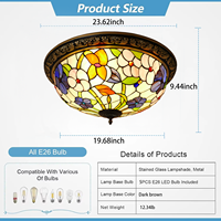 Vintage Tiffany Style Baroque Vitrail Fleur de Lotus Plafonnier Suspendu Installer Couloir Salon Base Métallique