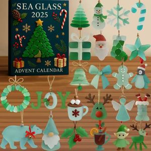 Calendario de Adviento de Vidrio Marino 2025, Decoraciones Navideñas, Juego de Adornos Artesanales - Product Image 1