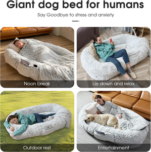 Cama Ortopédica para Humanos y Perros con Almohada y Manta, Cama Extra Grande de Piel Sintética Lavable, Apta para Personas y Mascotas con Base Antideslizante - Product Image 4