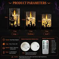 Velas LED sin Llama para Halloween, Velas de Pilar con Efecto de Parpadeo y Control Remoto para Decoración de Mesa en Fiestas Interiores Espeluznantes
