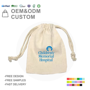 Sac en toile en coton 6oz, Logo personnalisé de haute qualité, petit sac à cordon, sac cadeau - Product Image 1