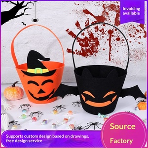 Cestas de calabazas de Halloween al por mayor, accesorios para el Festival de <span class=keywords><strong>los</strong></span> <span class=keywords><strong>Fantasmas</strong></span>, cestas portátiles de fieltro para dulces para niños, suministro de ilustraciones personalizadas - Product Image 2