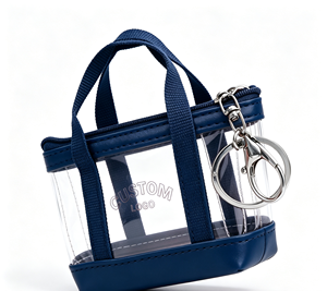 Water Resistant Clear Mini Tote Shaped Keyring Custom Logo Charm Pendant Ornament for Daily Bag Handbag Business Souvenir Gift - Product Image 1
