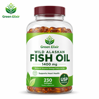 Elixir vert, capsules d'huile de poisson oméga-3, sauvage d'Alaska, 230 capsules/flacon, certifié halal, aide à la digestion, 1 à 2 capsules par jour pour adultes