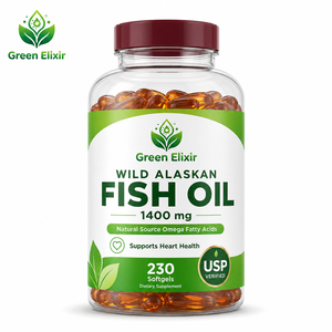 Cápsulas <span class=keywords><strong>de</strong></span> Aceite <span class=keywords><strong>de</strong></span> Pescado Omega-3 Green <span class=keywords><strong>Elixir</strong></span> Wild Alaskan, 230 Cápsulas/Botella, Certificado Halal, Ayuda a la Digestión, 1-2 Diariamente para Adultos - Product Image 1