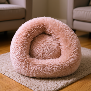 Lit pour chien Db Pet Life Nestler en peluche arrondi, rose clair, taille moyenne - Product Image 2