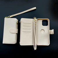 Casing HP Kulit Putih Best Seller untuk iPhone 15 Pro Max 16, dengan Kantung Kartu dan Dompet Lepas