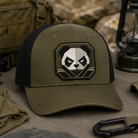Gorra Trucker Deportiva Táctica Panda Patch con Malla Trasera, Estructurada y Visera Curva para Aventura, Senderismo y Uso Urbano