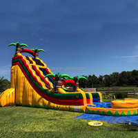 Toboggan aquatique gonflable de qualité commerciale Tropical Fiesta Breeze de 18 pieds pour enfants et adultes