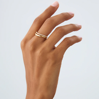 Nouvelle bague à double rangée en argent sterling 925 plaqué or 18 carats avec zircone cubique blanche de type diamant pour femmes, cadeau empilable