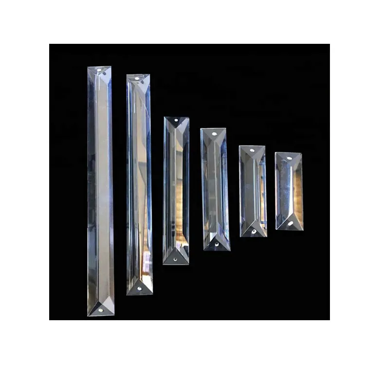 卸売100pcs 30*150mmK9ガラス長方形ハンギングクリスタルシャンデリアプリズムドロップ照明部品ランプ用1つまたは2つの穴
