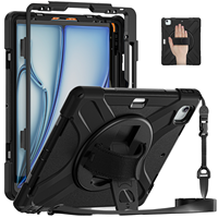 Apple iPad Pro 12.9 2018 2020/2021/2022 ve Air 13 2024/2025 M3 Tabletler için 360 Derece Dönebilen Sert Plastik Dayanıklı Kılıf