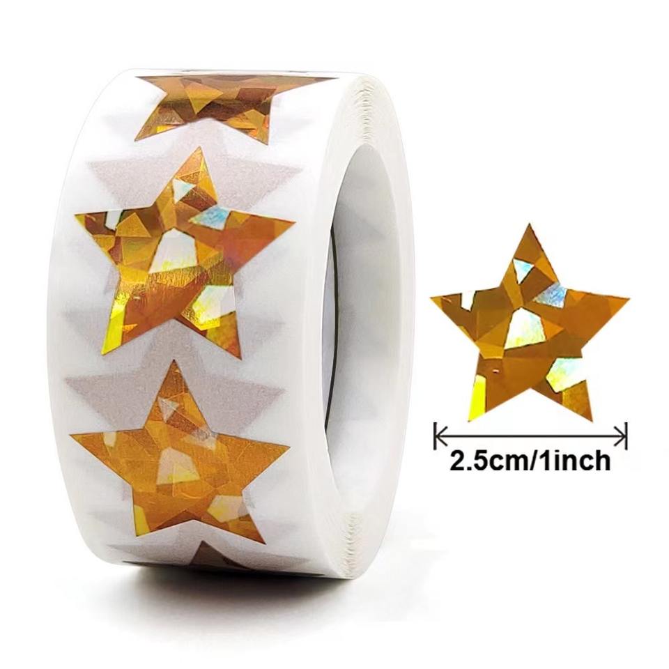 Colorful Radium Stars Roll Packaging Stickers Adhesive Decorative ...