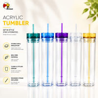 Gobelet isotherme Beeman en acrylique à double paroi de 16 oz, sans BPA, avec couvercle et paille, personnalisable avec logo, marque privée, OEM
