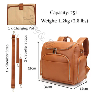 Mochila de Pañales de Material PU de Lujo <span class=keywords><strong>con</strong></span> Clips para Cochecito y USB |   Bolsa Convertible de Gran Capacidad para Viajes y Uso Diario, Montable <span class=keywords><strong>en</strong></span> Cochecito - Product Image 2
