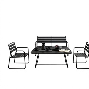 Conjunto de Muebles de Jardín de Metal para Exteriores, Mesa y Sillas con Banco, Muebles de Listones para Balcón, Patio, Jardín, de Alta Calidad - Product Image 1