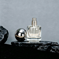 Flacon de parfum en verre transparent cylindrique de 30 ml en gros, vide, avec pulvérisateur à col serti, pour distribution cosmétique, impression sérigraphique